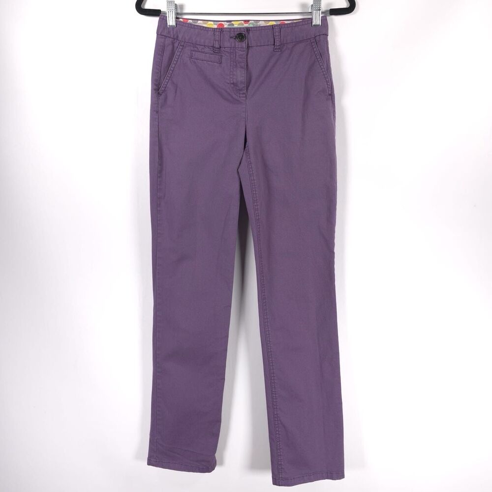 Boden Straight Slim Trousers Crop US 2R Pants Chino WM316 Cotton Stretch Purple